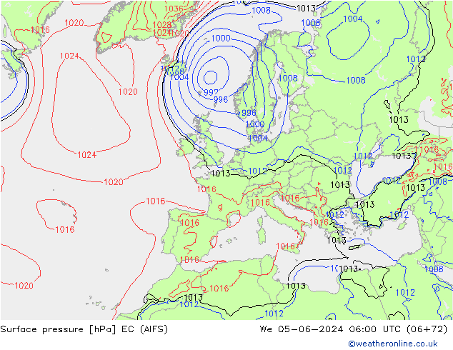 pressão do solo EC (AIFS) Qua 05.06.2024 06 UTC