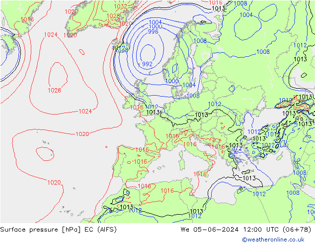 pressão do solo EC (AIFS) Qua 05.06.2024 12 UTC