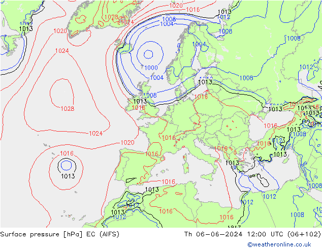 Pressione al suolo EC (AIFS) gio 06.06.2024 12 UTC