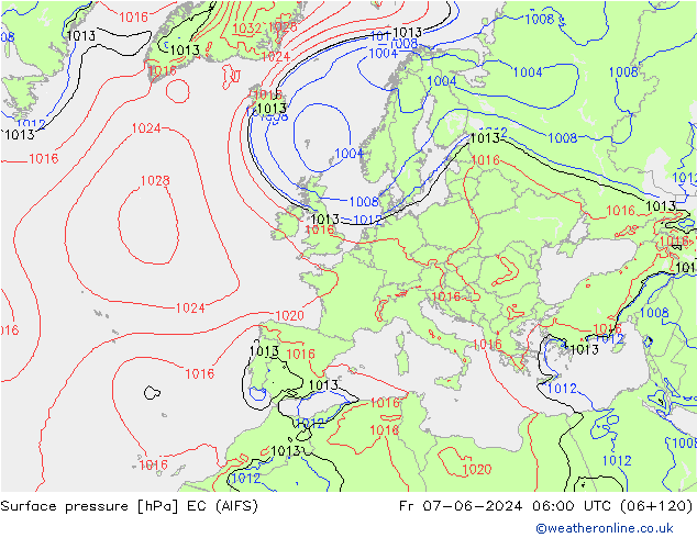 Bodendruck EC (AIFS) Fr 07.06.2024 06 UTC