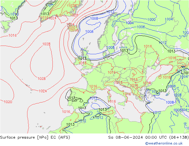 ciśnienie EC (AIFS) so. 08.06.2024 00 UTC