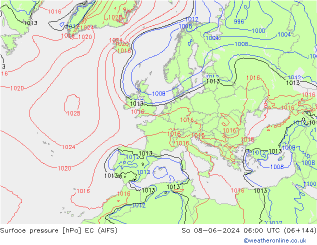 Bodendruck EC (AIFS) Sa 08.06.2024 06 UTC