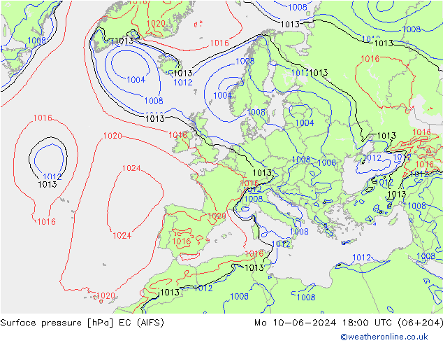 pressão do solo EC (AIFS) Seg 10.06.2024 18 UTC
