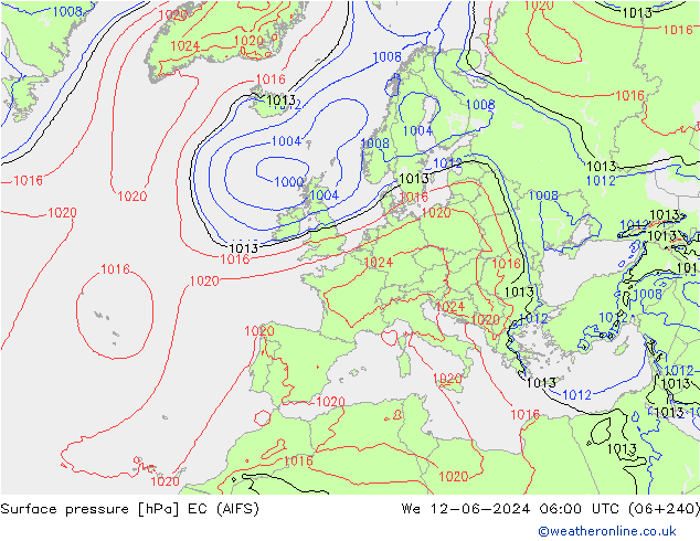 Luchtdruk (Grond) EC (AIFS) wo 12.06.2024 06 UTC