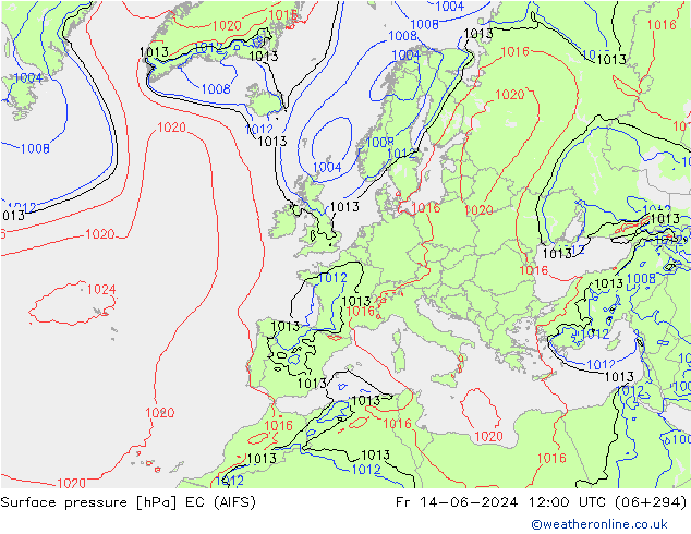 Pressione al suolo EC (AIFS) ven 14.06.2024 12 UTC