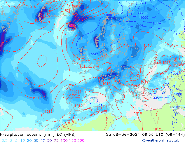 Nied. akkumuliert EC (AIFS) Sa 08.06.2024 06 UTC