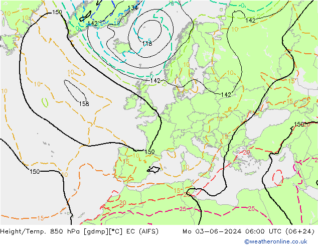 Height/Temp. 850 hPa EC (AIFS) 星期一 03.06.2024 06 UTC