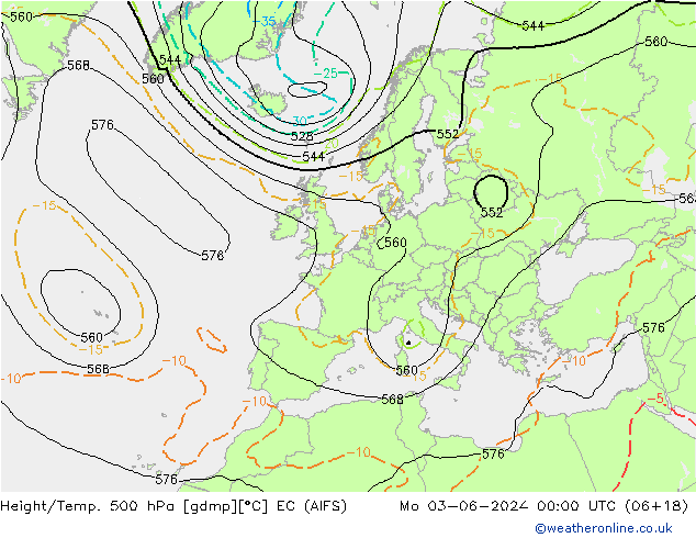 Height/Temp. 500 гПа EC (AIFS) пн 03.06.2024 00 UTC