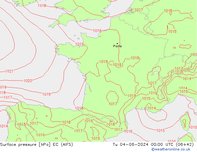 ciśnienie EC (AIFS) wto. 04.06.2024 00 UTC