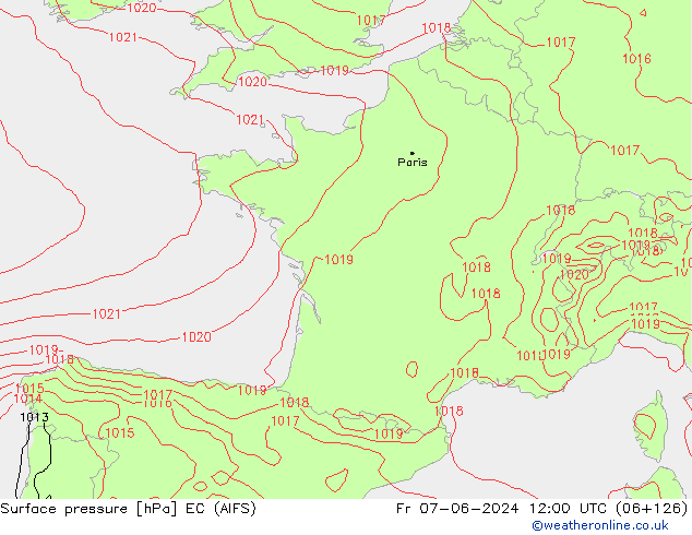 Pressione al suolo EC (AIFS) ven 07.06.2024 12 UTC