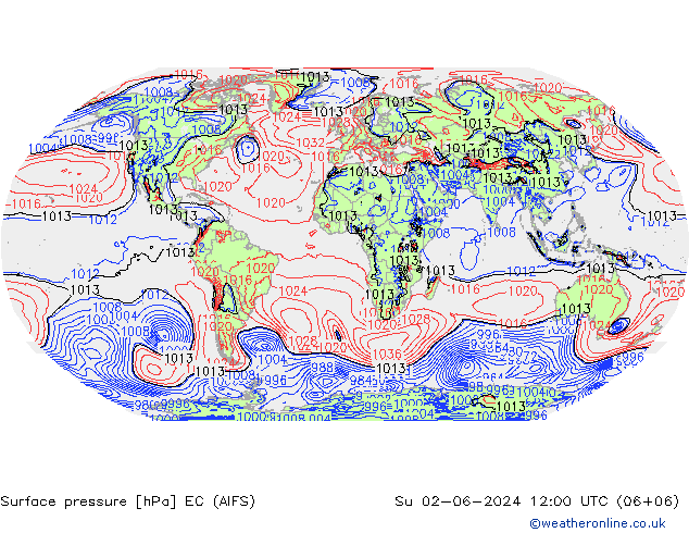 Luchtdruk (Grond) EC (AIFS) zo 02.06.2024 12 UTC