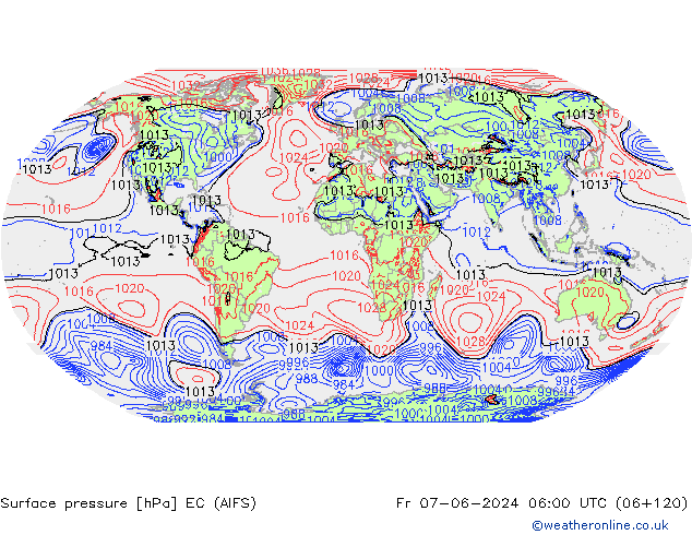 Surface pressure EC (AIFS) Fr 07.06.2024 06 UTC