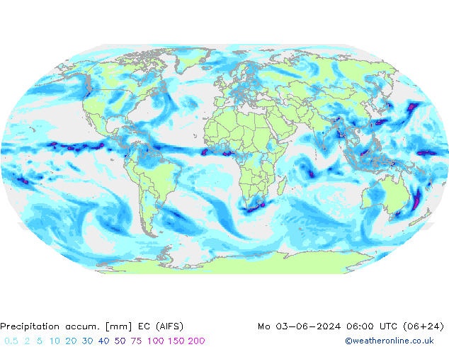 Precipitation accum. EC (AIFS) lun 03.06.2024 06 UTC