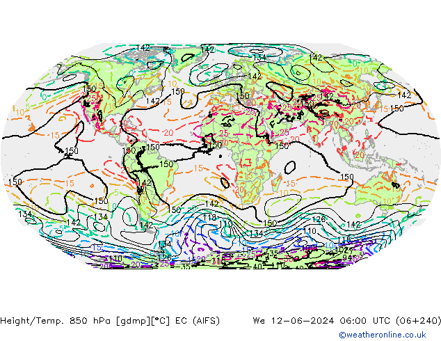 Yükseklik/Sıc. 850 hPa EC (AIFS) Çar 12.06.2024 06 UTC
