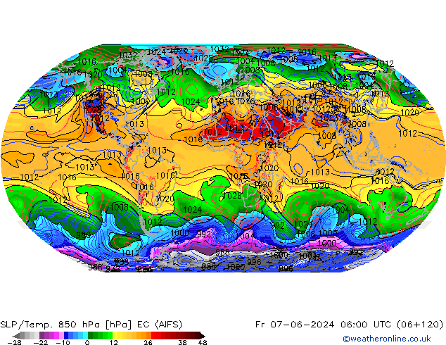 850 hPa Yer Bas./Sıc EC (AIFS) Cu 07.06.2024 06 UTC