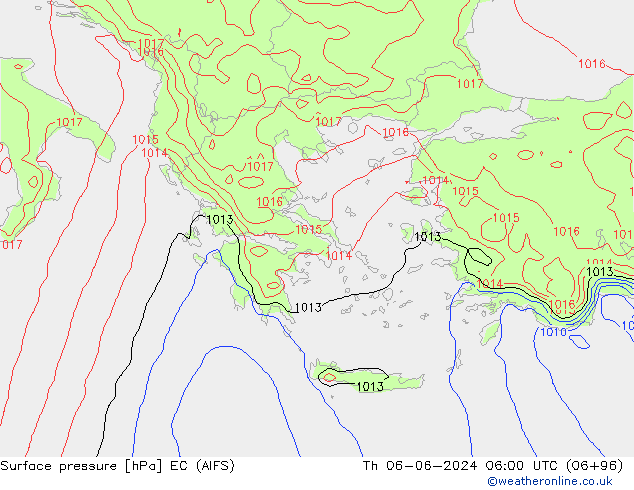 Luchtdruk (Grond) EC (AIFS) do 06.06.2024 06 UTC