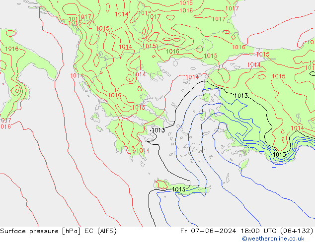 Surface pressure EC (AIFS) Fr 07.06.2024 18 UTC