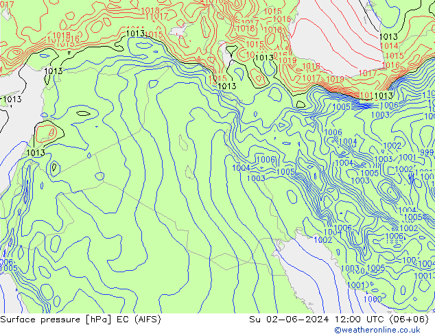 Surface pressure EC (AIFS) Su 02.06.2024 12 UTC