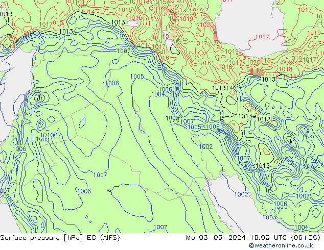 Yer basıncı EC (AIFS) Pzt 03.06.2024 18 UTC