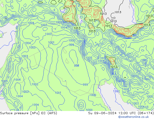 Surface pressure EC (AIFS) Su 09.06.2024 12 UTC