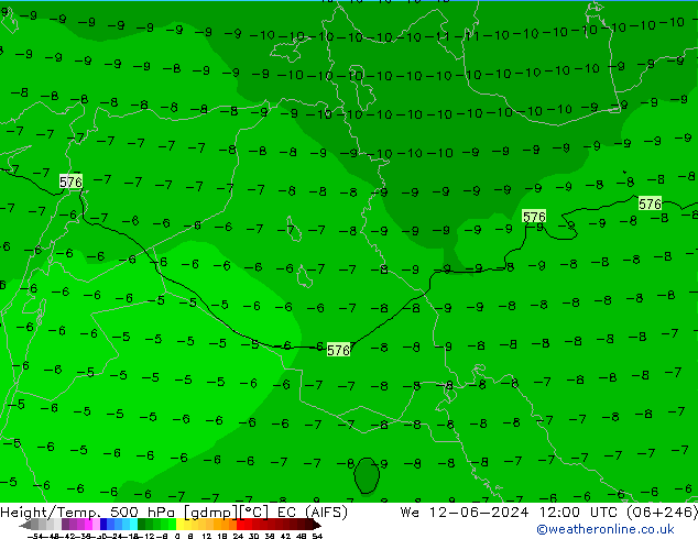 Hoogte/Temp. 500 hPa EC (AIFS) wo 12.06.2024 12 UTC