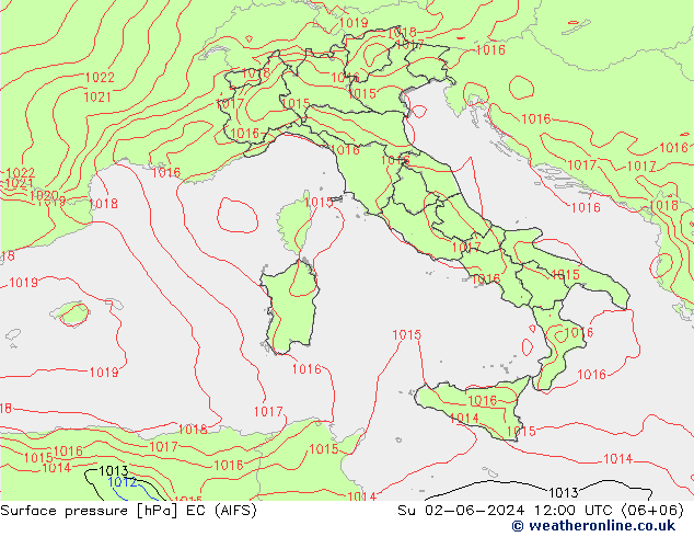 Luchtdruk (Grond) EC (AIFS) zo 02.06.2024 12 UTC