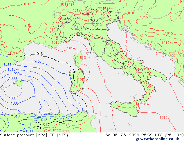 Bodendruck EC (AIFS) Sa 08.06.2024 06 UTC