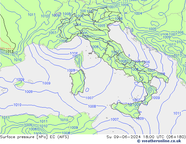 Luchtdruk (Grond) EC (AIFS) zo 09.06.2024 18 UTC