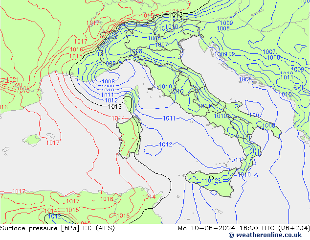 Luchtdruk (Grond) EC (AIFS) ma 10.06.2024 18 UTC