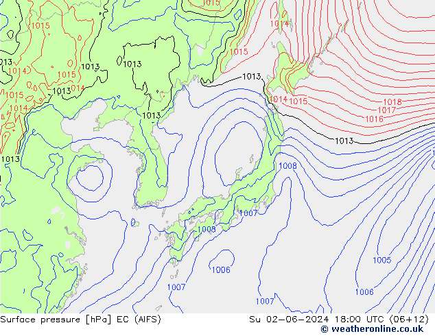 pressão do solo EC (AIFS) Dom 02.06.2024 18 UTC