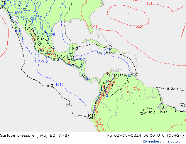 Pressione al suolo EC (AIFS) lun 03.06.2024 06 UTC