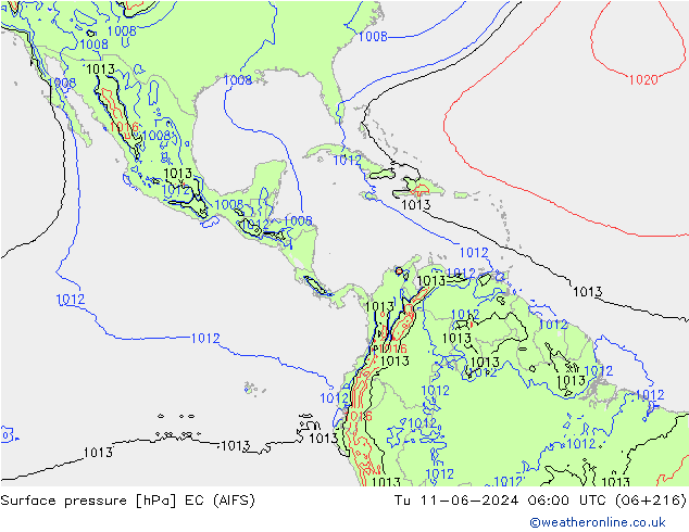 приземное давление EC (AIFS) вт 11.06.2024 06 UTC