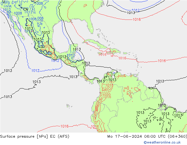 Presión superficial EC (AIFS) lun 17.06.2024 06 UTC