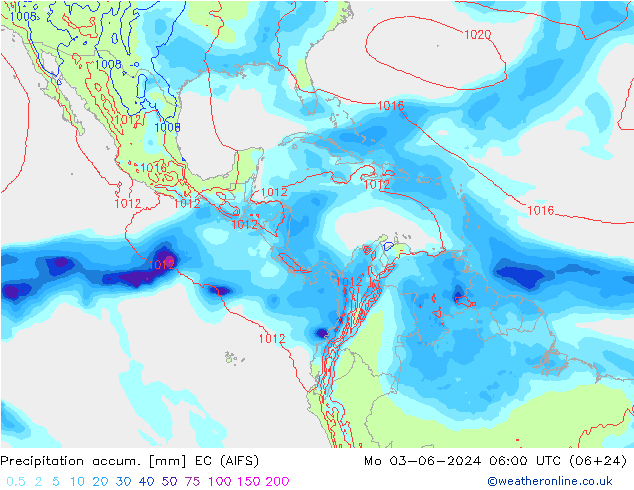 Toplam Yağış EC (AIFS) Pzt 03.06.2024 06 UTC