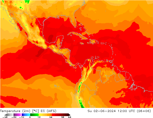 Temperatuurkaart (2m) EC (AIFS) zo 02.06.2024 12 UTC