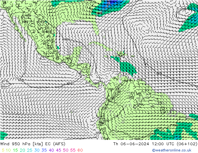 Wind 950 hPa EC (AIFS) Th 06.06.2024 12 UTC