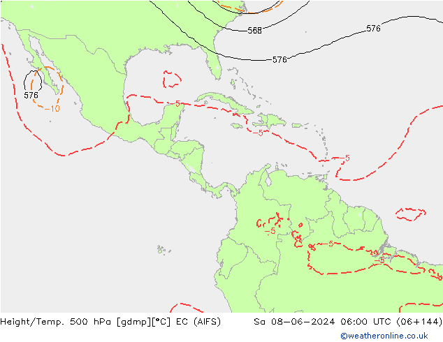 Hoogte/Temp. 500 hPa EC (AIFS) za 08.06.2024 06 UTC