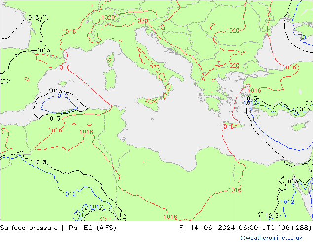 Surface pressure EC (AIFS) Fr 14.06.2024 06 UTC