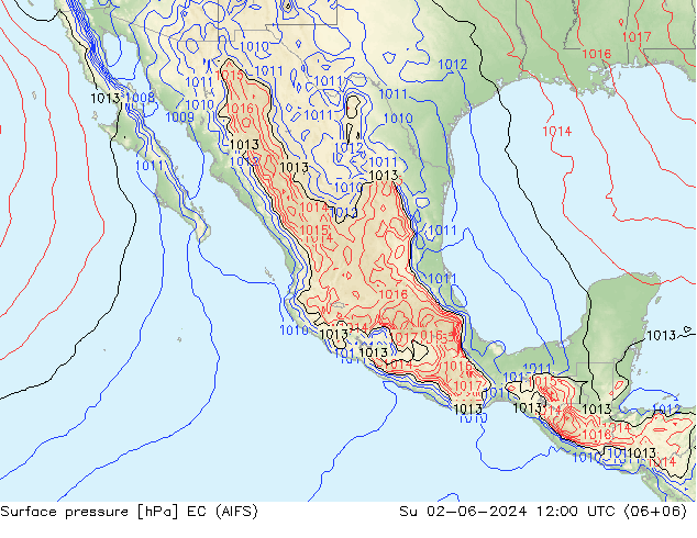 Presión superficial EC (AIFS) dom 02.06.2024 12 UTC