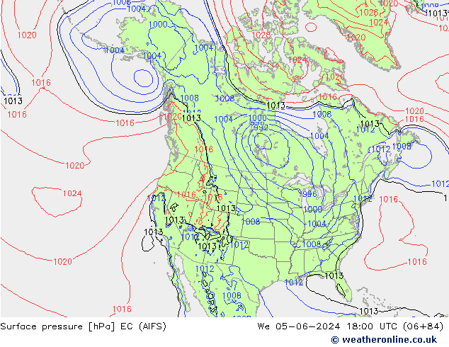 Atmosférický tlak EC (AIFS) St 05.06.2024 18 UTC
