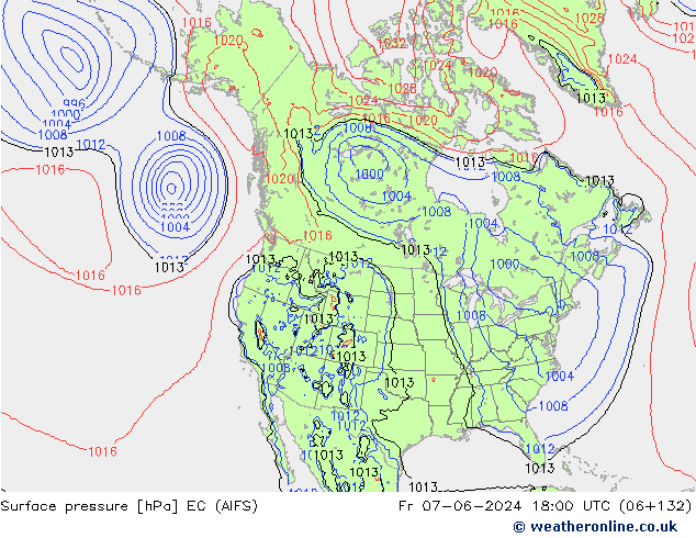 Surface pressure EC (AIFS) Fr 07.06.2024 18 UTC