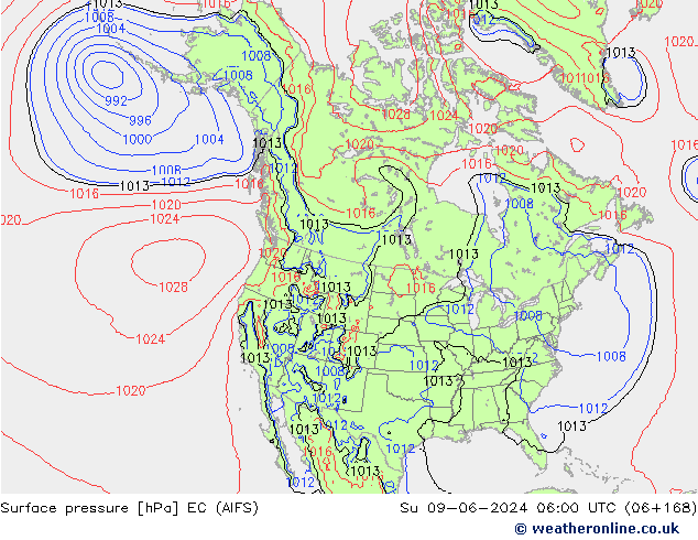 приземное давление EC (AIFS) Вс 09.06.2024 06 UTC