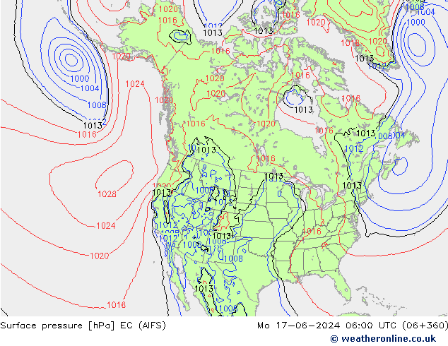 Atmosférický tlak EC (AIFS) Po 17.06.2024 06 UTC