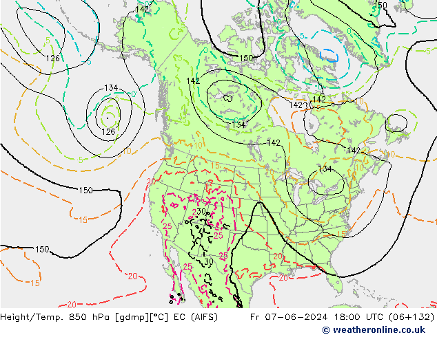 Height/Temp. 850 hPa EC (AIFS) Pá 07.06.2024 18 UTC