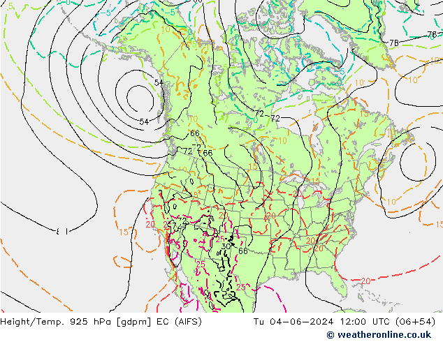 Height/Temp. 925 hPa EC (AIFS) Tu 04.06.2024 12 UTC