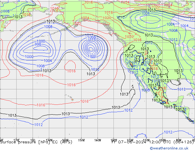 Presión superficial EC (AIFS) vie 07.06.2024 12 UTC