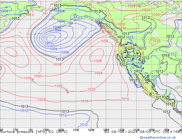 Surface pressure EC (AIFS) Su 09.06.2024 06 UTC
