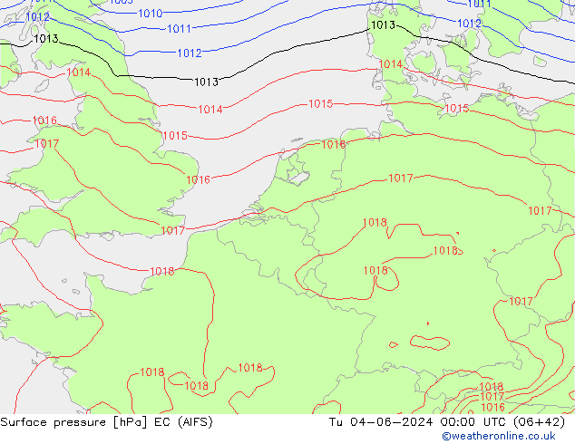 pression de l'air EC (AIFS) mar 04.06.2024 00 UTC