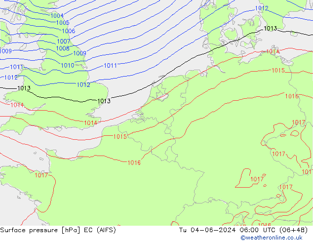 pressão do solo EC (AIFS) Ter 04.06.2024 06 UTC