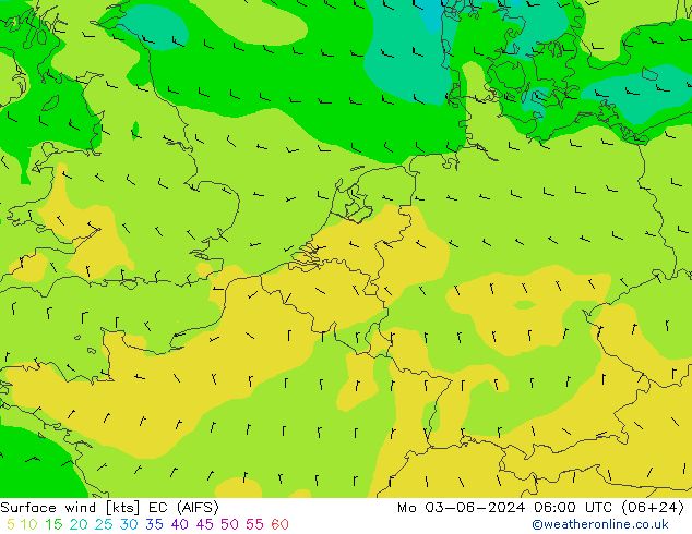 ветер 10 m EC (AIFS) пн 03.06.2024 06 UTC